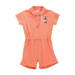 U.S. Polo Assn. Kids Girls Polo Collar Pure Cotton Rompers-picture-46
