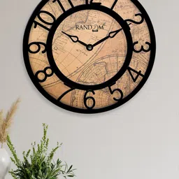 RANDOM Brown & Black Printed Analogue Contemporary Round Wall Clock-image-23