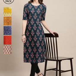 7threads KALINI Women Pack of 6 Crepe Kurta-picture-30