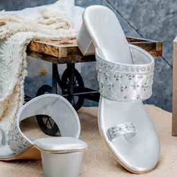 NR By Nidhi Rathi Embellished Open Toe Block Heels-58