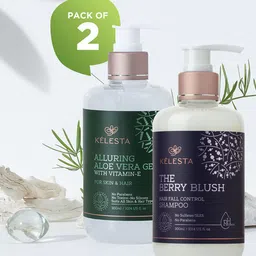 KELESTA Pack Of 2 Sulfate free Shampoo for Women & Men - Organic Aloe Vera Gel - Hair Care 300ml-55