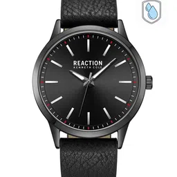 REACTION KENNETH COLE Men Black Dial & Black Leather Straps Analogue Watch KRWGA9007401-30