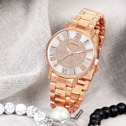 DressBerry Women Embellished Dial & Bracelet Style Straps Analogue Watch HOBDB-238-RG-24
