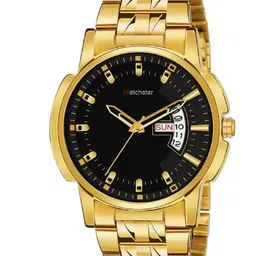 WATCHSTAR Men Dial & Stainless Steel Bracelet Style Straps Analogue Watch DD gold BlackAN-52