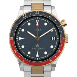 Timex Men Blue Dial & Stainless Steel Bracelet Style Straps Analogue Watch TW2U90600UJ-1