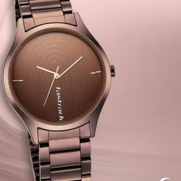 Fastrack Men Brown Brass Dial & Brown Bracelet Style Straps Analogue Watch 3184QM02-picture-0