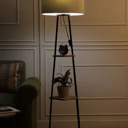 SANDED EDGE Beige 3-Tier Wooden Floor Lamp-46