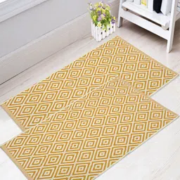 Saral Home Set Of 2 Yellow & White Geometric Floor Mats-0