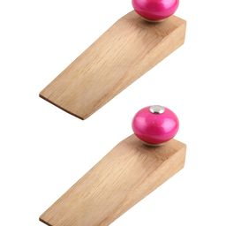 Indianshelf Brown & Pink 2 Pieces Wooden Door Stoppers-image-65