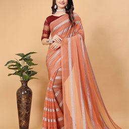 K 5 Fashion Striped Zari Pure Georgette Saree-image-99
