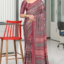 K 5 Fashion Ethnic Motifs Pure Crepe Saree-46