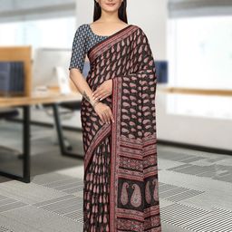 K 5 Fashion Paisley Printed Pure Crepe Saree-image-90