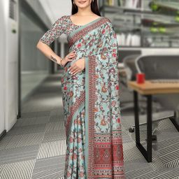K 5 Fashion Floral Printed Pure Crepe Saree-image-21