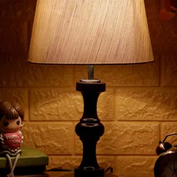 Foziq Brown & White Textured Frustum Shaped Table Lamp-28