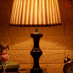 Foziq Brown & White Textured Wood Table Lamp-27
