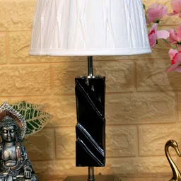 foziq Brown & Cream-Coloured Textured Wooden Table Lamp-23