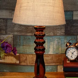 Foziq Brown & Cream Textured Table Lamps-14
