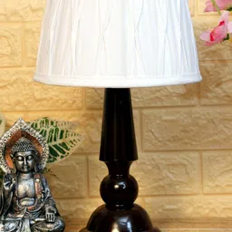 foziq Brown & White Textured Wooden Table Lamps-19