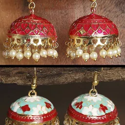 OOMPH Set of 2 Gold-Plated Dome Shaped Jhumkas Earrings-17