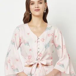 Crimsoune Club Floral Printed Flared Sleeves Crop Top-picture-15