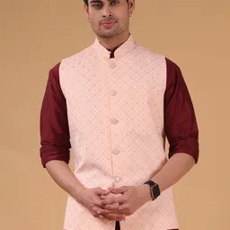 SHIWAM ETHNIX Geometric Printed Mandarin Collar Pure Cotton Jacket-22