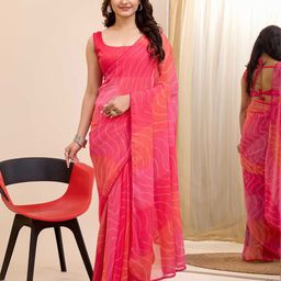 HERE&NOW Soft Georgette Printed Ready to Wear Saree-image-15