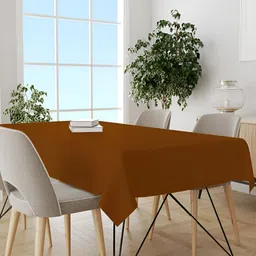 Trance Home Linen Mustard Rectangular Cotton 4 Seater Table Cover-image-73