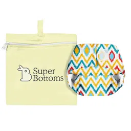 SuperBottoms Newborn UNO Ikat Chevron Printed Sustainable Cloth Diaper with 1 Dry Feel Pad-image-14