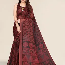 Winza Designer Brown & Red Floral Zari Kota Saree-56