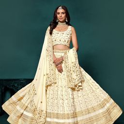 JIHU CULTURE Embellished Sequinned Semi-Stitched Lehenga & Blouse With Dupatta-picture-41