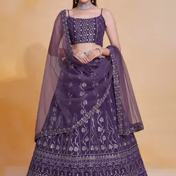JIHU CULTURE Embroidered Sequinned Semi-Stitched Lehenga & Blouse With Dupatta-picture-28