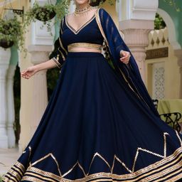 Lavanya The Label Navy Blue & Gold-Toned Ready to Wear Lehenga & Blouse With Dupatta-picture-50