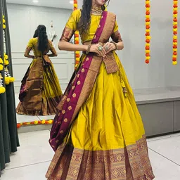 Fabcartz Woven Design Semi-Stitched Lehenga & Unstitched Blouse With Dupatta-picture-18
