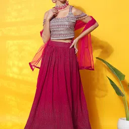 Chhabra 555 Embroidered Semi-Stitched Lehenga & Blouse With Dupatta-image-22