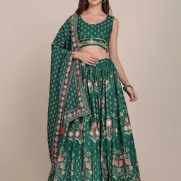 KALINI Ethnic Motifs Printed Semi-Stitched Lehenga & Unstitched Blouse With Dupatta-picture-0