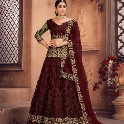 Warthy Ent Embroidered Semi-Stitched Lehenga & Unstitched Blouse With Dupatta-image-68