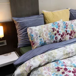 BLUE DAHLIA Beige & Pink Floral 250 TC Pure Cotton Single Bedsheet With 1 Pillow Cover-image-36