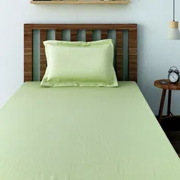 SWAYAM Green 200 TC Cotton Single Bedsheet with 1 Pillow Cover-image-25