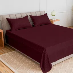 CURIOUS LIFESTYLE Rose Striped 300 TC King Bedsheet with 2 Pillow Covers-image-96