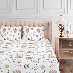 SEJ by Nisha Gupta Floral 144 TC Queen Bedsheet with 2 Pillow Covers-image-47
