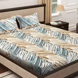 Innovative Edge Brown Cotton 160 TC King Bedsheet with 2 Pillow Covers-image-87