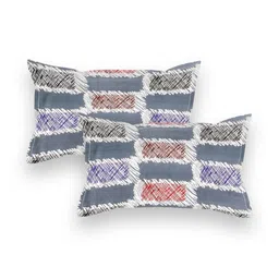 Innovative Edge Grey Geometric 180 TC King Bedsheet with 2 Pillow Covers-image-54