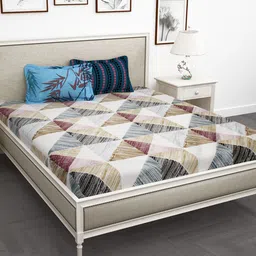 Story@home Unisex Multi Abstract King Size Bedsheet with 2 Pillow Covers-image-52