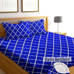 AEROHAVEN Blue & White 210 TC King Bedsheet with 2 Pillow Covers-image-16