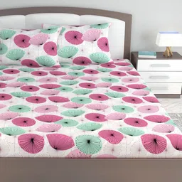 Divine Casa Rose & White Floral 144 TC King Bedsheet with 2 Pillow Covers-image-18