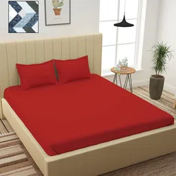 Story@home Red & White Geometric 210 TC 2 King Bedsheet with 4 Pillow Covers-image-42
