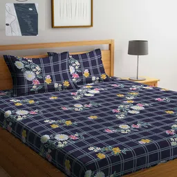 Arrabi Multicoloured Printed 300 TC 2 King Bedsheet with 4 Pillow Covers-image-28