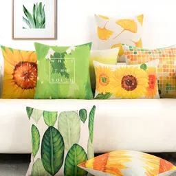 AEROHAVEN Yellow & White 5 Pieces Floral Square Cushion Covers-image-40