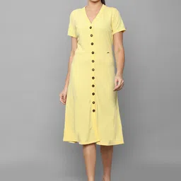 Allen Solly Woman Yellow A-Line Midi Dress-image-72