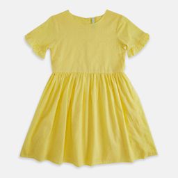 Pantaloons Junior Girls Yellow Solid Cotton Dress-image-19